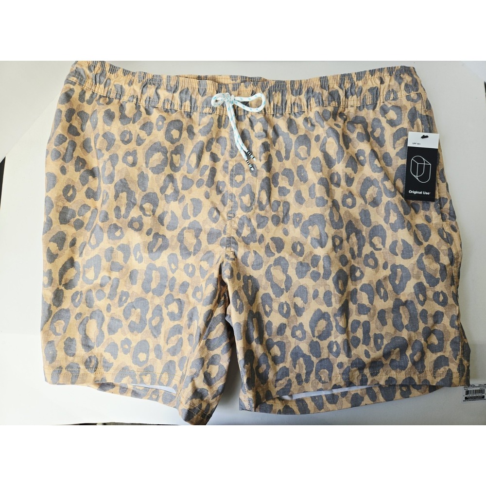 Original Use Mens Swim shorts NWT sz XL 7" inseam cheetah leopard print